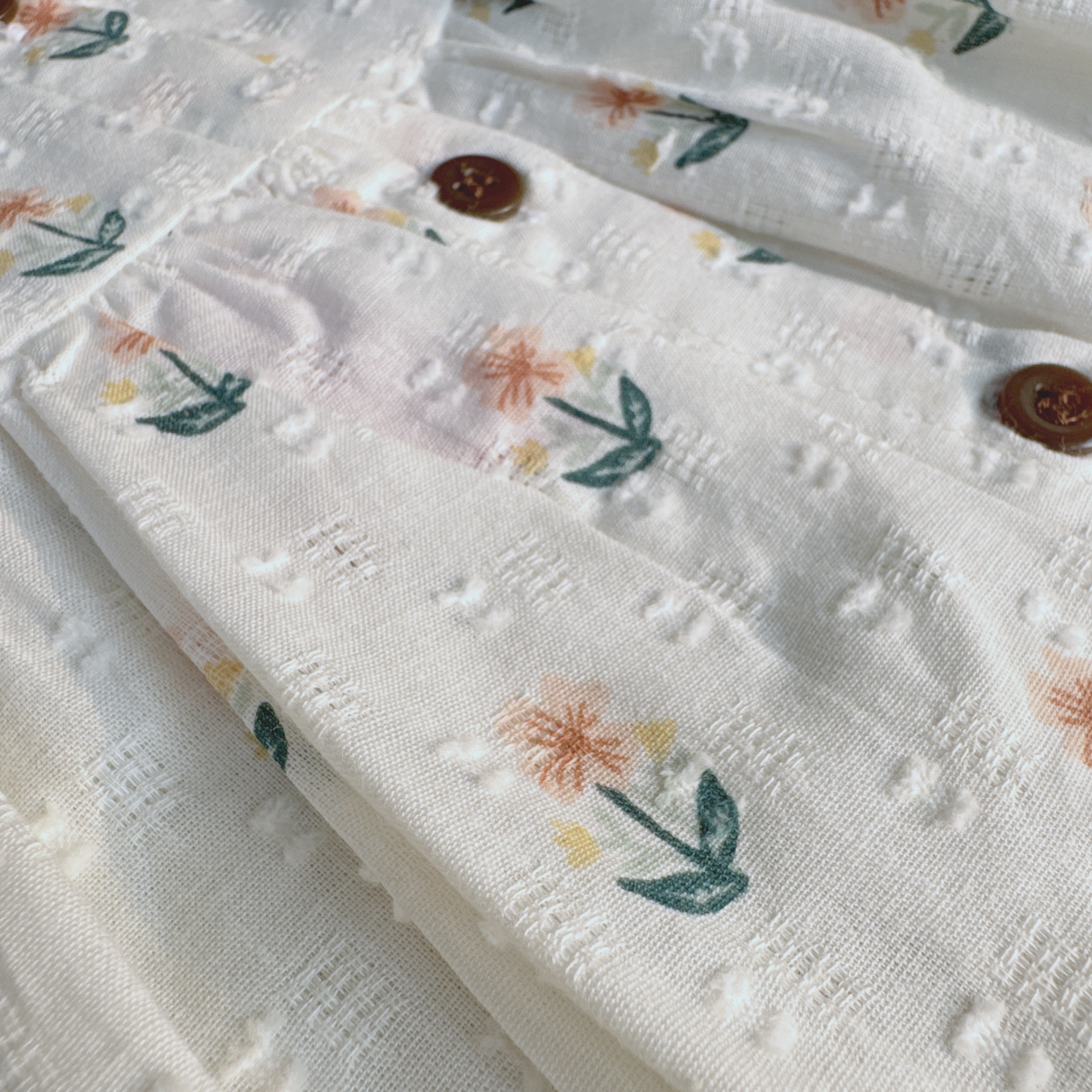 Girls’ Off-White Floral Cotton Frock with Lace