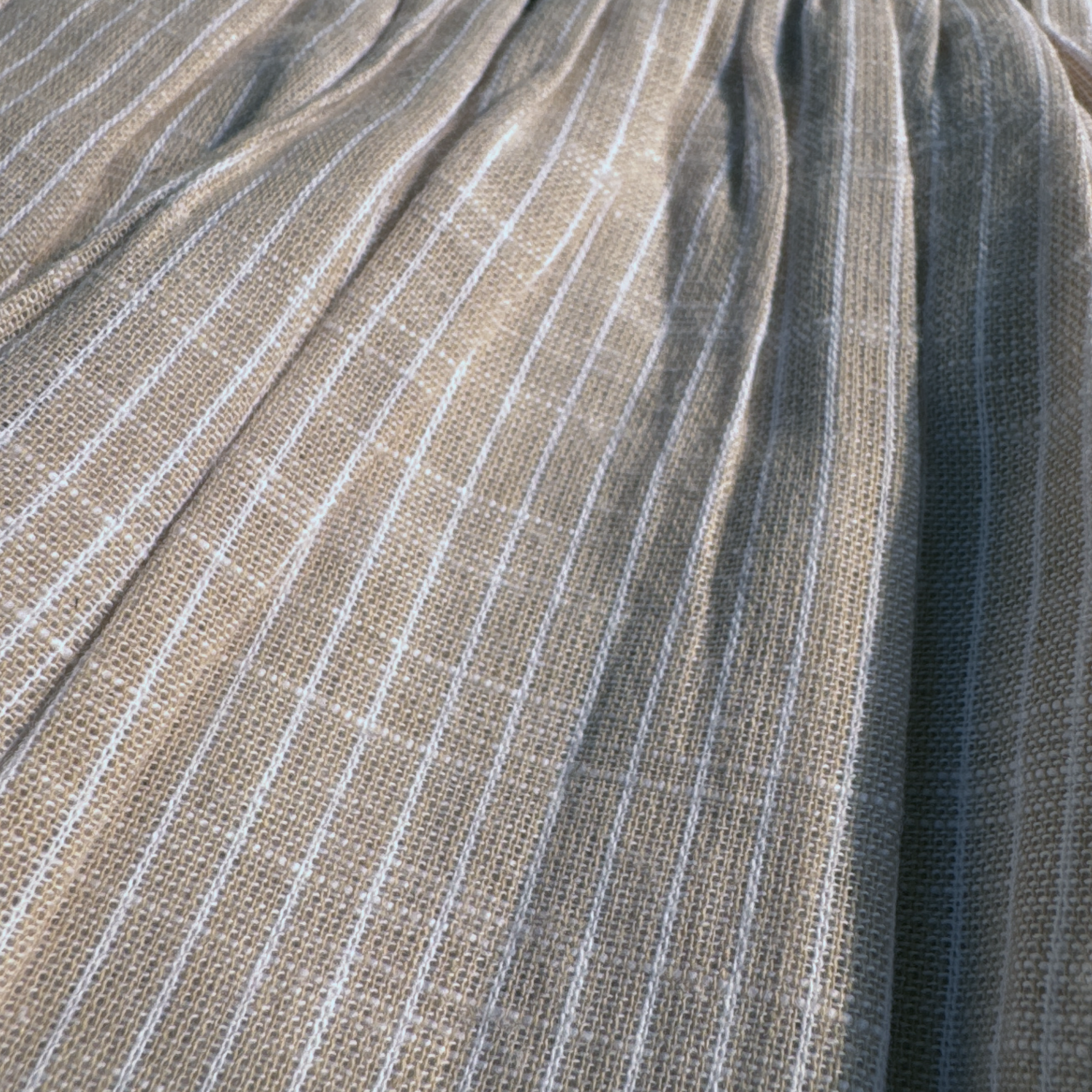 Girls’ Beige Striped Cotton Frock with Contrast Collar